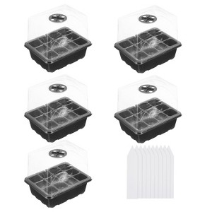 Unique Bargains Adjustable Humidity Domes Heightened Lid Transparent Cover Reusable Seeding Tray 5 Packs - 1 of 4