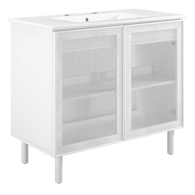 Modway Calla 36" Perforated Metal Bathroom Vanity