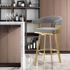 HomeRoots 30" Gray and Gold Fabric and Stainless Steel Low Back Bar Height Swivel Bar Chair - 2 of 4