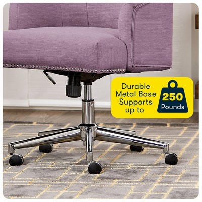 Lilac Fabric Memory Foam Swivel Home Office Chair with Fixed Arms