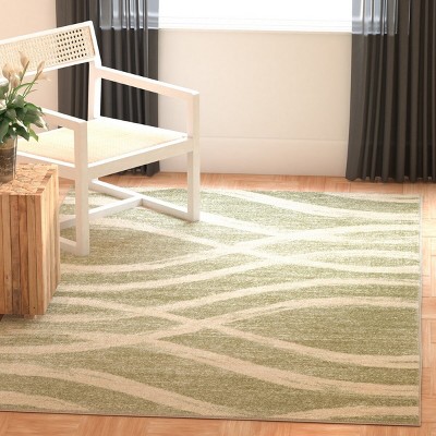 Sage and Cream Square Hand-knotted Synthetic Area Rug