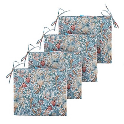 ARTPLAN Outdoor Chair Cushions for Patio Furniture, Waterproof Outdoor Cushions, Round Corner Patio Chair Cushions Set of 4 with Ties,16"x18.5"x3"