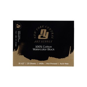 New York Central Watercolor Block, 140 lb Hot Press, 20 Sheets, Archival Watercolor Paper for Artists, Students, Gelatin Sized, Durable Water Color - 1 of 4