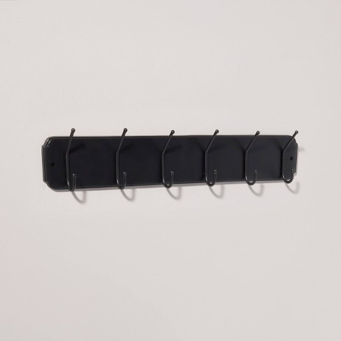 24 Classic Metal Wall Hook Rack Black Finish - Hearth & Hand