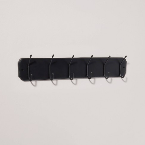 6 Hooks Black Space Aluminum Simple Style Hook Rack For Clothes