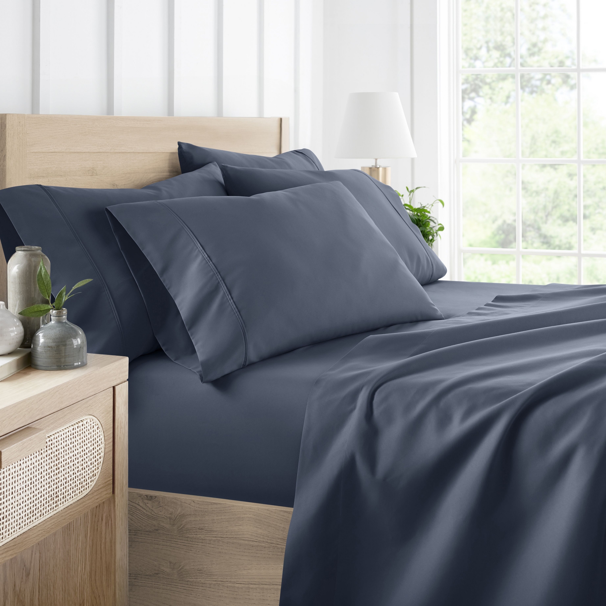 Solid 6 Piece Sheet Set - Ultra Soft, Deep Pocket - Becky Cameron (Extra Pillow Cases!), Stone, King
