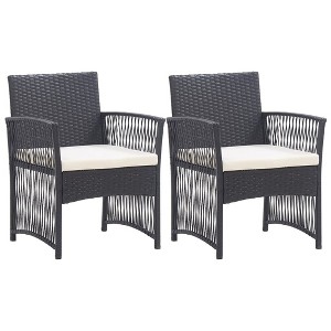 vidaXL Garden armchairs with cushions 2 units synthetic rattan black - 1 of 4