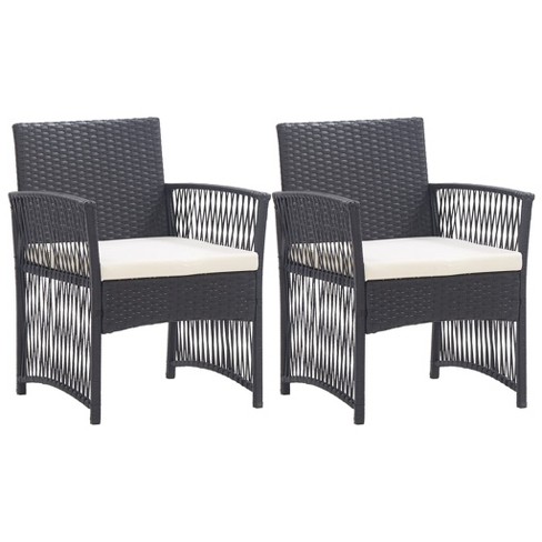 vidaXL Garden armchairs with cushions 2 units synthetic rattan black - image 1 of 4