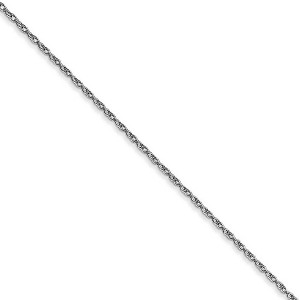 Black Bow Jewelry 0.7mm 10k White Gold Solid Cable Rope Chain Necklace - 1 of 4