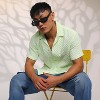 Campus Sutra Men Men's Lime Green  Cubic-Textured Resort Shirt - 2 of 4