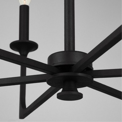 Transitional Black Iron 6-Light Chandelier with Incandescent Glow