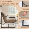 Chairs Set of 2, Mid Century Modern Chair, Sturdy Metal Frame with Removable Cushions, Comfortable Armchairs for Living Room, Bedroom, Beige - 3 of 4
