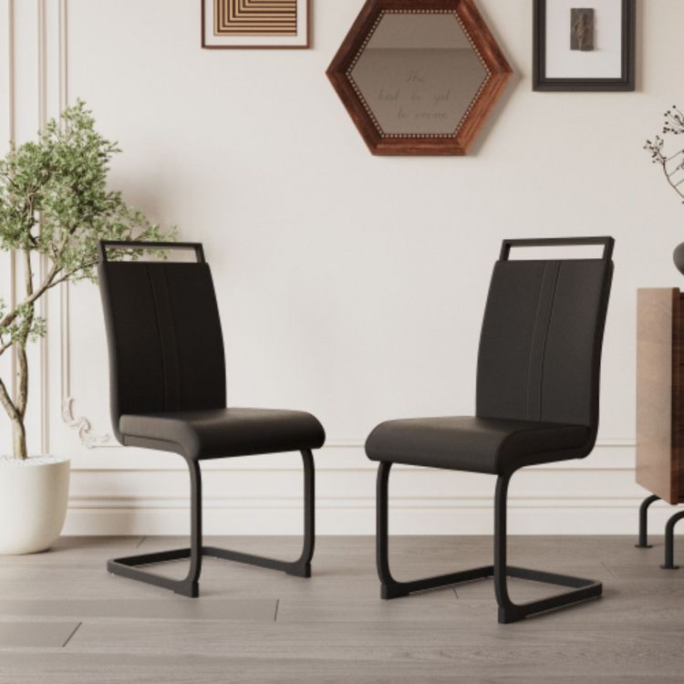 2-Pack High-Back Faux Leather Dining Chairs with Golden Metal Legs : Target