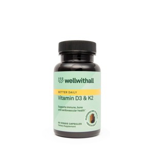 WellWithAll Vitamin D3 & K2 Capsules - 60ct - 1 of 4