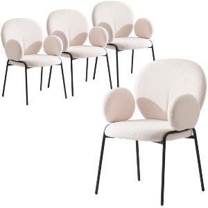 Leisuremod Celestial Series Boucle Dining Arm Chair with Black Frame, Set of 4 - 1 of 4