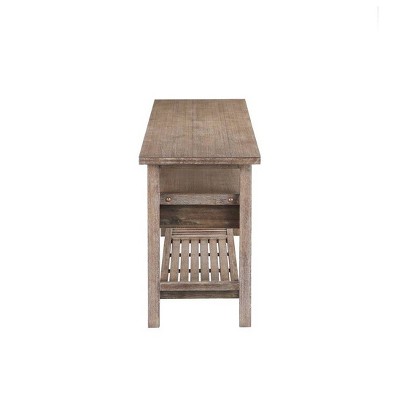 Sonoma Barnwood Wire-Brush TV Stand with Slatted Shelf and Drawers