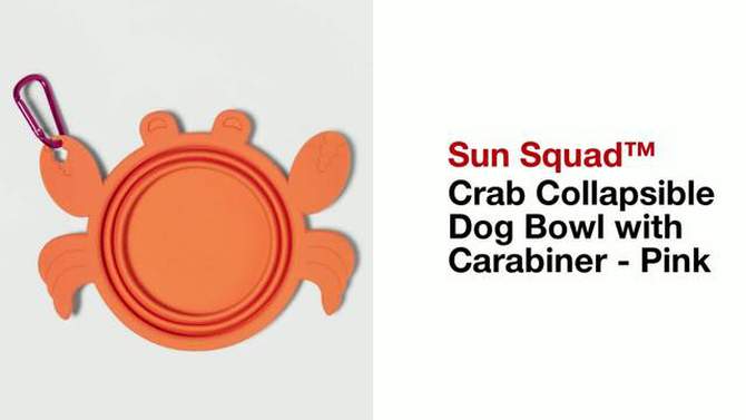 Crab Collapsible Dog Bowl with Carabiner - Pink - Sun Squad&#8482;, 2 of 5, play video
