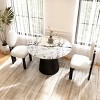 43" Modern Round Pedestal Dining Table with Faux Marble Top & Black Solid Wood Base, Small Kitchen Table for 4 People–The Pop Home - 3 of 4