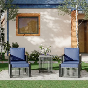 EROMMY 5 Pieces Patio Set Outdoor Furniture Sets Modern Chair Conversation Sets With Ottoman & Coffee Table - 1 of 4