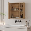 FURNIinspire Bathroom Vanity Mirrors Modern MDF Wall Mounted Cabinet with Mirror and Storage for Bathroom or Entryway, Brown, 21.7"*5"*22" - 4 of 4