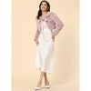 INSPIRE CHIC Women's Evening Bow Tie Front Turndown Collar Faux Fur Fluffy Cropped Coat - 3 of 4