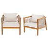 Christopher Knight Home Rylor Modern Outdoor Acacia Wood Upholstered Chairs with Cushions - 2 of 4