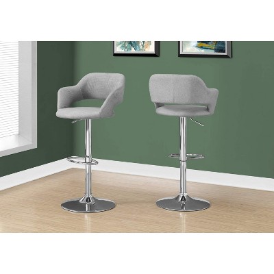 Charcoal Grey Chrome Adjustable Saddle-Style Swivel Bar Stool