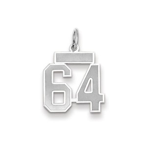 Black Bow Jewelry 14k White Gold, Jersey Collection, Small Number 64 Pendant - 1 of 2