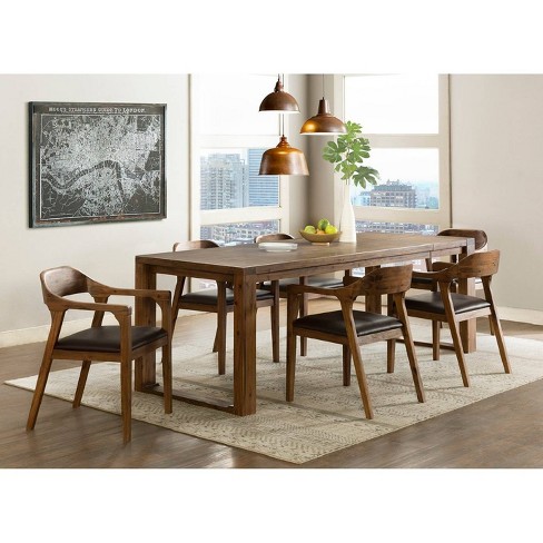 7pc Rasmus Extendable Dining Table Set with Armchairs Chestnut Boraam