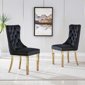 NicBex High-End Velvet Upholstered Tufted Dining Chairs Set of 2 with Mirrored Steel Legs,Modern Accent Chairs for Dining Room,Office - 1 of 4