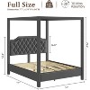 Canopy Bed Frame - Upholstered Headboard, 4-Poster Design, No Box Spring Needed, Wood Slat Support - 3 of 4