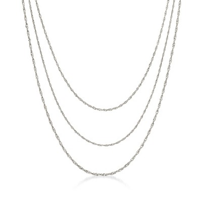 Ross-Simons Italian Sterling Silver 3-Strand Singapore-Chain Necklace Size 18