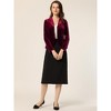 INSPIRE CHIC Women's Notched Lapel Long Sleeve Office Button Velvet Suit Blazer - 3 of 4