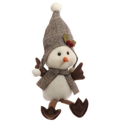 Raz Imports 9.75" Country Cabin Decorative Sitting White Bird with Scarf and Cap Stuffed Animal Figure