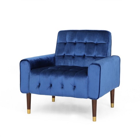 Bourchier Modern Glam Velvet Armchair Navy Blue Christopher