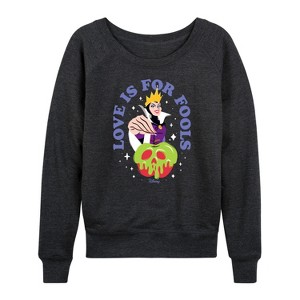 Women's - Disney Villains - Valentine's Day Lightweight French Terry Wide Neck Long Sleeve Shirt - 1 of 4