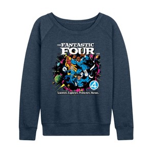 Women's - Marvel - Fantastic Four Fantastic 4 Galactus Comic Lightweight French Terry Wide Neck Long Sleeve Shirt - 1 of 4