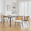 Bekrvio Rattan Dining Chairs - Cane Back & Curved Arm,Boucle Fabric Upholstered, Mid Century Modern Kitchen Chairs for Living Room - 2 of 4