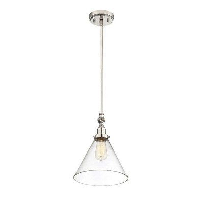 Drake Satin Nickel Adjustable Glass Pendant Light