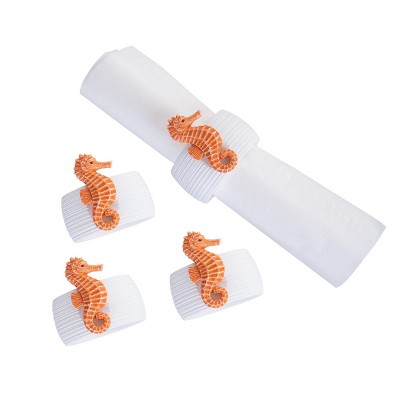 C&F Home Orange Seahorse Napkin Ring S/4