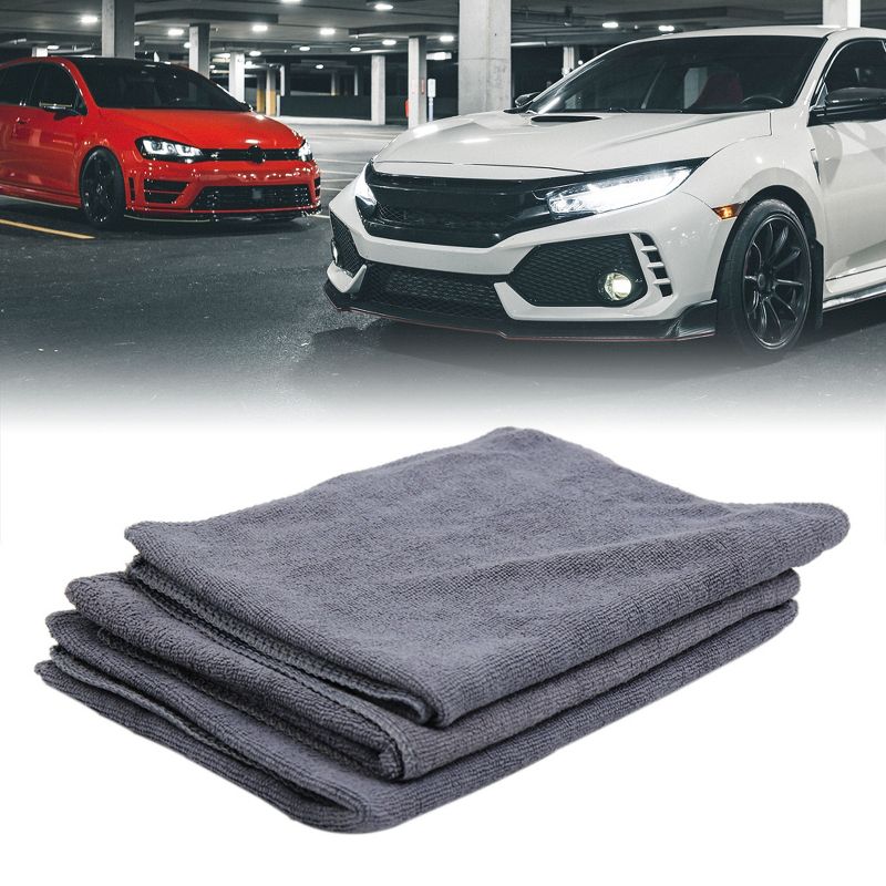 Unique Bargains 250GSM Microfiber Towel Cleaning Cloths for Car Washing Gray 25.60"x13" 3Pcs, 2 of 6