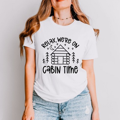 Simply Sage Market We're On Cabin Time Short Sleeve Tee - S - White