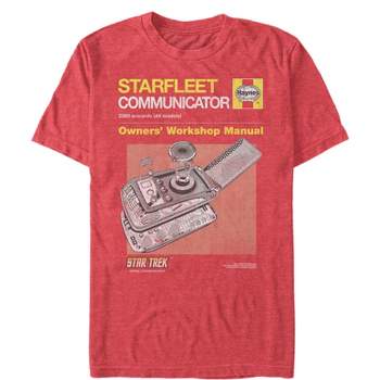 Target Large Workshop Heather Enterprise : Uss T-shirt Blue Star X Navy Trek - Manual Owners\' - Men\'s