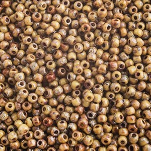 John Bead Miyuki Glass Seed Beads 11/0 (22gms), Opaque Brown Picasso [DB4517] - 1 of 1