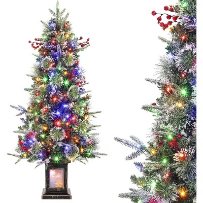 Whizmax 4.5 ft Prelit Christmas Tree - Artificial Christmas Tree with 200 Multicolor LED Lights, 9 Modes, Artificial Christmas Tree with Pot Base