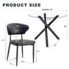 Lyngins Modern Round Glass Dining Table Set – Transparent Top with X-Shaped Black Metal Base & 4 PU Chairs with a Vertical Stripe Design - 3 of 4