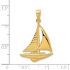 Black Bow Jewelry 14k Yellow Gold 2D Polished Sailboat Pendant - 3 of 4