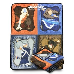 Avatar The Last Airbender Throw Blanket 60×45 in – Ultra‑Soft Lightweight, Modern Grid Art with Aang Katara Sokka Zuko, Cozy Couch & Travel Blanket - 1 of 4