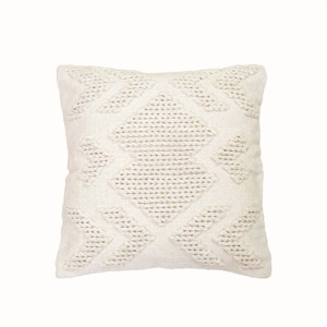 20" x 20" White Geometric Patten Handwoven Decorative Cotton Throw Pillow - 1 of 4