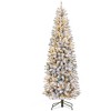 6/7.5/9ft Pre-Lit Pencil Christmas Tree, Frosted Artificial Xmas Tree with Lights and Metal Bas - 2 of 4